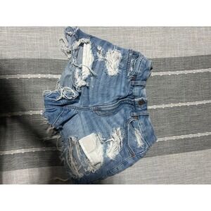 American Eagle Outfitters Womens Denim Cutoff Shorts‎ Distressed Blue Size 0